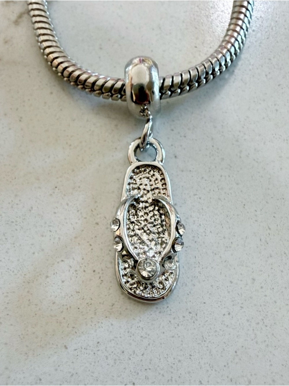 Silver Sandal Rhinestone Charm